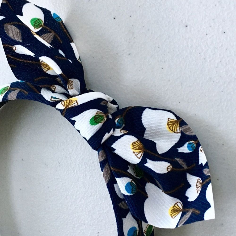 Textured Fabric Covered Headband, w/Knotted Tie - Picture 3 of 8